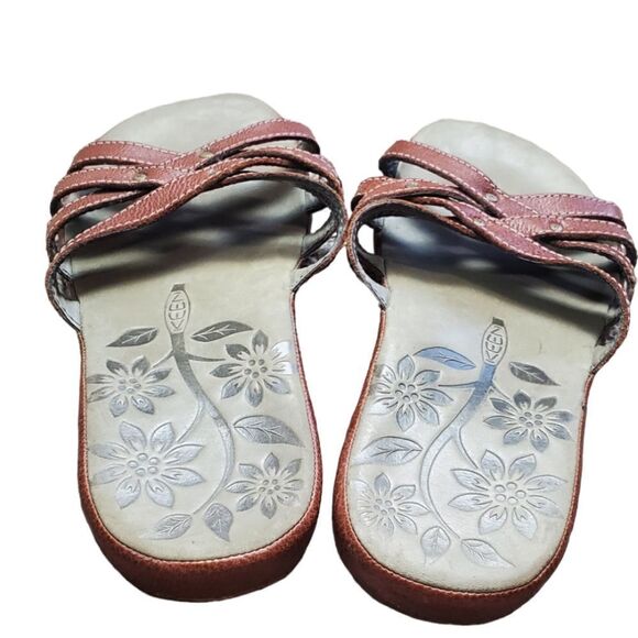 Keen Brown Leather Slide Sandals - Picture 2 of 5